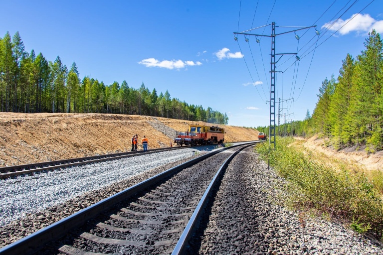 Работы на участке строительства вторых путей