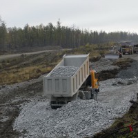 Отсыпка земполотна под железную дорогу Томмот - Нижний Бестях 2009 год